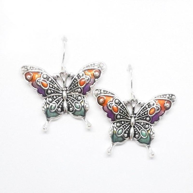 Bright Butterfly Earrings by Chelsea Pewter - Click Image to Close